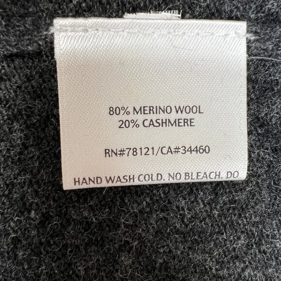 Eileen Fisher Gray Black Merino Wool-Cashmere Ruffle Waterfall Cardigan Size S - Picture 8 of 8